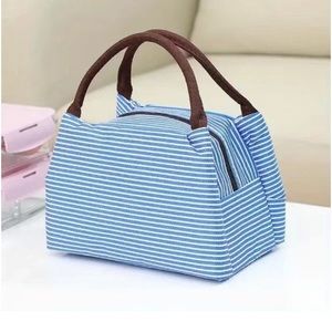 ☀️ Insulated Blue & White Lunch Bag Makeup Bag Organizer